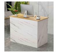 Piccola scrivania moderna per ricevimenti con cassetti bloccabili, banco della reception e postazione cassa per la vendita al dettaglio, armadietto portaoggetti, design compatto (140 x 40 cm)