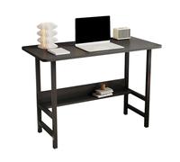 Piccola scrivania per computer con doppio strato, nera, scrivania per casa e ufficio, grande capacità, uso versatile, 80 x 40 x 70 cm (31,5 x 15,7 x 27,6 pollici)