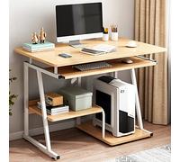 Piccola scrivania per computer da ufficio, tavolo angolare con vassoio per tastiera, stile semplice e moderno, scrivania per casa e ufficio per piccoli spazi