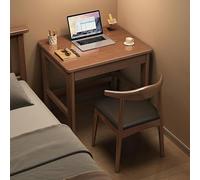 Piccola scrivania per computer in legno con doppio cassetto per camera da letto e casa, colore marrone noce, 80 cm di lunghezza x 45 cm di larghezza x 76 cm di altezza, elegante postazione di lavoro