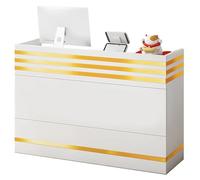 Piccola scrivania per ricevimenti con cassetti con serratura e armadio antipolvere, perfetto per cassiere, ufficio, salone di bellezza o atrio, bancone in legno per una maggiore sicurezza