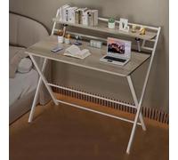 Piccola scrivania pieghevole moderna, salvaspazio, portatile, per studio, scrivania per computer con ripiani portaoggetti, scrivania per studenti e ufficio, senza asse (dimensioni: 104 x 50 x 90 cm