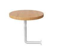 Piccola scrivania rotonda sospesa da parete, in legno massello, per negozi di tè al latte e torte, elegante soluzione salvaspazio in asta bianca e finitura in legno naturale
