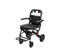 Piccola sedia a rotelle pieghevole, struttura in acciaio robusta e durevole, sedia a rotelle pieghevole compatta, nera(8-inch rear wheels)