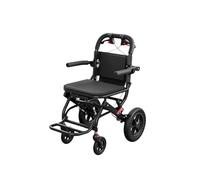 Piccola sedia a rotelle pieghevole, struttura in acciaio robusta e durevole, sedia a rotelle pieghevole compatta, nera(12-inch rear wheels)