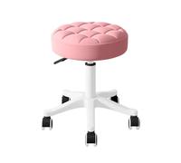Piccola sedia da scrivania rotonda con ruote, comoda e senza braccioli, for computer, senza schienale, in similpelle, altezza regolabile, girevole, sgabello da lavoro e spa(Pink,1 without backrest)