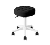 Piccola sedia da scrivania rotonda con ruote, comoda e senza braccioli, for computer, senza schienale, in similpelle, altezza regolabile, girevole, sgabello da lavoro e spa(Black,1 without backrest)