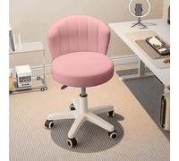 Piccola sedia da scrivania rotonda con schienale in similpelle, regolabile in altezza, girevole, sgabello da lavoro for computer, for casa, ufficio, camera da letto(Pink,17*17*9.8 (Set of 1))