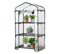Piccola serra a 3/4 ripiani, portatile, con ruote di bloccaggio, serra da esterno per l'inverno, di giardinaggio per interni per coltivare ortaggi e fiori