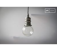 Piccola sospensione in metallo argentato, stile industriale, 10x10x18 cm, design discreto chic, linee ondulate