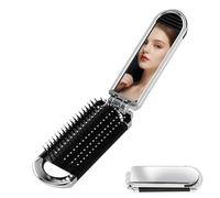Piccola spazzola per capelli - Pennello da viaggio per donne | Piegare l'acconciatura con specchio, Strumenti per lo styling per il pennello per capelli portatili per fiocchi strani spessi