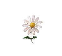 Piccola spilla a forma di margherita in lega con fiore intarsiato con spilla a margherita smaltata colorata, Misura unica, Acciaio inossidabile