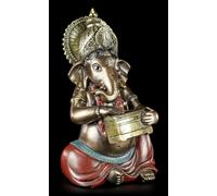 Piccola Statua Di Ganesha Che Suona Con L'Harmonium - Statua Di Buddha India