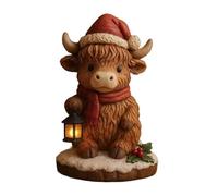 Piccola Statuetta Di Vacca Delle Highlands,Scultura Decorativa Illuminata Per Natale | Luce Notturna Da Camera Dei Bambini | Per Camera Bambini Comodino Libreria Dormitorio Studenti Scrittori Lettori