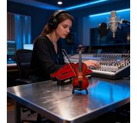 Piccola Statuetta Di Violino - Modello Di Strumento Musicale In Miniatura | Ornamento Realistico Perr Violino In Resina Con Supporto | Mini Decorazione Per Violinno Da Collezione Per Scrivania, Regalo