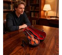 Piccola Statuetta Di Violino - Modello Di Strumento Musicale In Miniatura | Ornamento Realistico Perr Violino In Resina Con Supporto | Mini Decorazione Per Violinno Da Collezione Per Scrivania, Regalo