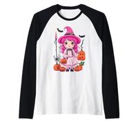 Piccola Strega Rosa di Halloween Maglia con Maniche Raglan
