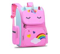 (Piccola taglia - Blu Lago Rosa) Zaino per studenti delle elementari, elegante, portatile, versatile,