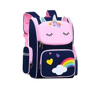 (Piccola taglia - Blu scuro e rosa) Zaino per studenti delle elementari, elegante, portatile e versatile,