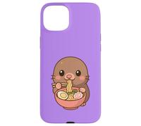 Piccola talpa giapponese mangiare ramen tagliatelle Kawaii carino divertente Custodia per iPhone 15 Plus