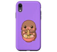 Piccola talpa giapponese mangiare ramen tagliatelle Kawaii carino divertente Custodia per iPhone XR