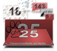 Piccola targa in alluminio/polietilene, numero stradale decorativa, per porte e cassetta delle lettere, collezione gatto: 2 linee personalizzabili