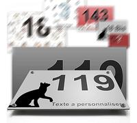 Piccola targa in alluminio/polietilene, numero stradale decorativa, per porte e cassetta delle lettere, collezione gatto: 2 linee personalizzabili