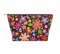 Piccola trousse da donna, mini trousse per cosmetici, borsa da viaggio, organizer per articoli da toeletta, astuccio per trucchi e matite, idea regalo per ragazze, gamepad gamer e videogiochi, Fiori