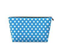 Piccola trousse da viaggio organizer - Borsa da viaggio in pelle con stampa a pois blu cielo per donne e uomini, organizer per borsetta con cerniera