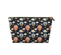 Piccola trousse da viaggio organizer - borsa da viaggio in pelle con stampa di mongolfiera, cielo stellato, borsa da viaggio per donne e uomini, organizer per borsa con cerniera