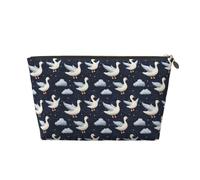 Piccola trousse da viaggio organizer - Borsa da viaggio in pelle con stampa di oca con ali blu, per donne e uomini, organizer per borsa con cerniera