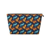 Piccola trousse da viaggio organizer - borsa da viaggio in pelle con stampa di tigre, cielo stellato, fiamma, tigre, borsa da viaggio per donne e uomini, organizer per borsa con cerniera