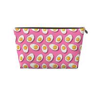 Piccola trousse da viaggio organizer - Bright Fried Egg Pink Print Leather Travel Toiletry Bag per donne e uomini, organizer per borsetta con cerniera