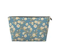 Piccola trousse da viaggio organizer - Classy Blossom White Print Leather Travel Toiletry Bag per donne e uomini, organizer per borsetta con cerniera