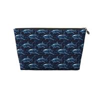 Piccola trousse da viaggio organizer - Cyber Shark Blue (A) stampa borsa da viaggio in pelle per donne e uomini, organizer per borsa con cerniera