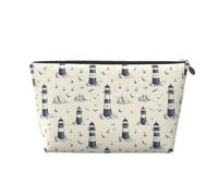 Piccola trousse da viaggio organizer - Faro gabbiano ancora stampa borsa da viaggio in pelle per donne e uomini, organizer per borsa con cerniera