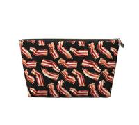 Piccola trousse da viaggio organizer - motivo bacon a stampa in pelle borsa da viaggio per donne e uomini, organizer per borsa con cerniera