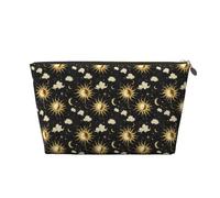 Piccola trousse da viaggio organizer - nero e oro cielo stampa sole borsa da viaggio in pelle per donne e uomini, organizer per borsa con cerniera