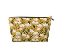 Piccola trousse da viaggio organizer per trucchi, in pelle con stampa a tulipani, borsa da viaggio per donne e uomini, organizer per borsetta con cerniera