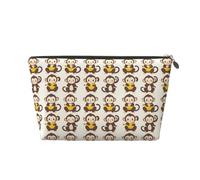 Piccola trousse da viaggio organizer per trucchi, in pelle con stampa di banane e scimmie, borsa da viaggio per donne e uomini, organizer per borsa con cerniera