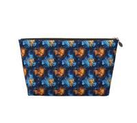 Piccola trousse da viaggio per trucchi, borsa da viaggio in pelle con stampa di testa di leone, borsa da viaggio per donne e uomini, organizer per borsa con cerniera