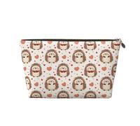 Piccola trousse da viaggio per trucchi, con stampa a forma di cuore e riccio, in pelle, per donne e uomini, organizer per borsetta con cerniera