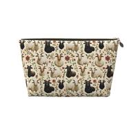 Piccola trousse da viaggio per trucchi, con stampa di capre e fiori, borsa da viaggio in pelle per donne e uomini, organizer per borsetta con cerniera