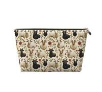 Piccola trousse da viaggio per trucchi, con stampa di capre e fiori, borsa da viaggio in pelle per donne e uomini, organizer per borsetta con cerniera