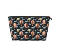 Piccola trousse da viaggio per trucchi, con stampa di mongolfiere, cielo stellato, borsa da viaggio in pelle per donne e uomini, organizer per borsa con cerniera