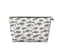 Piccola trousse da viaggio per trucchi, con stampa fossile, con scheletro, in pelle, per donne e uomini, organizer per borsetta con cerniera