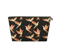 Piccola trousse da viaggio per trucchi, elegante borsa da viaggio in pelle con stampa dorata con uccellino, per donne e uomini, organizer per borsetta con cerniera