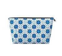 Piccola trousse da viaggio per trucchi, in pelle con stampa blu cielo, borsa da viaggio per donne e uomini, organizer per borsetta con cerniera