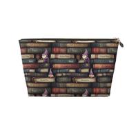 Piccola trousse da viaggio per trucchi, organizer con libri retrò, 1 borsa da viaggio in pelle stampata per donne e uomini, organizer per borsa con cerniera