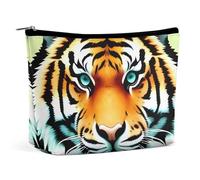 Piccola trousse elegante e spaziosa, borsa per il trucco a forma di testa tigre, pochette portatile con cer